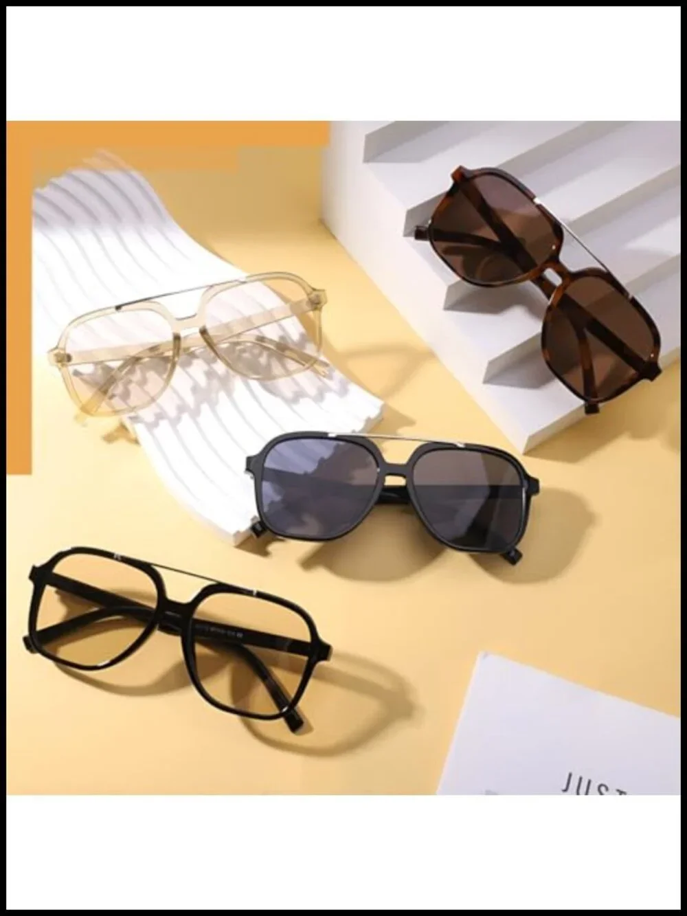 Retro Oversized Aviator Sunglasses 4 Pack Double Bridge UV400 Metal Legs